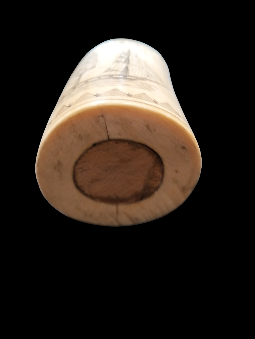 Bone whaling cup Scrimshaw style work 1850